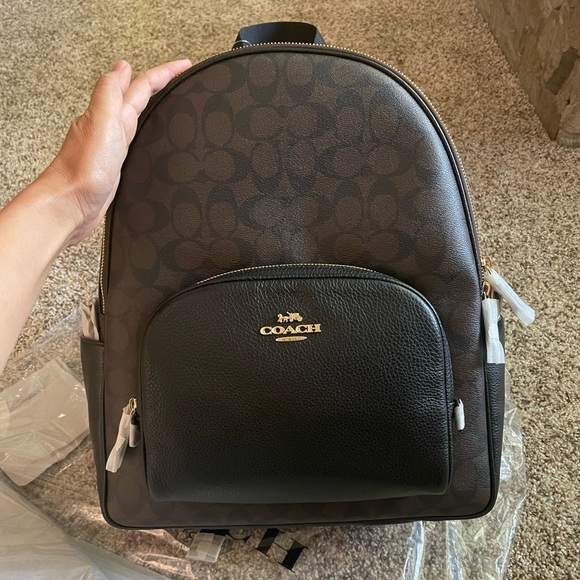 Large Court Backpack In Signature Canvas Black / Brown - Picture 2 of 15